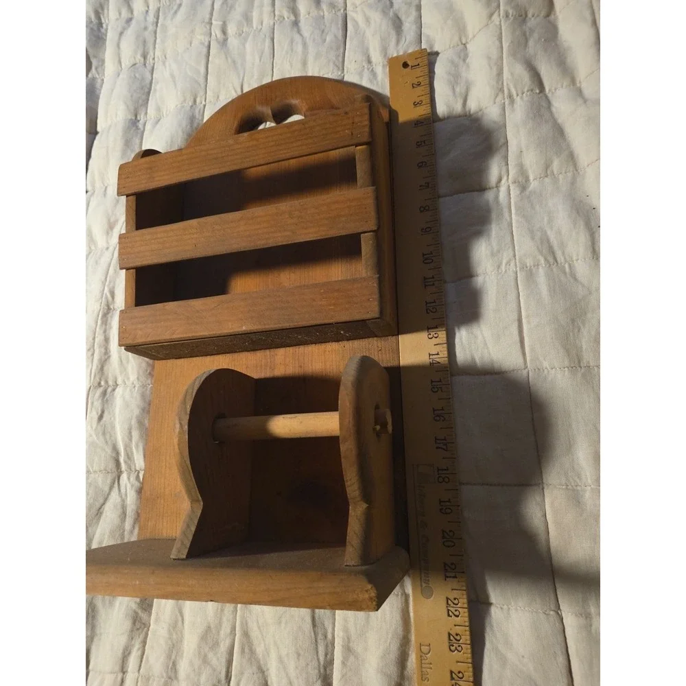 Cottagecore Wood Heart Shelf Magazine Toilet Paper Holder 21